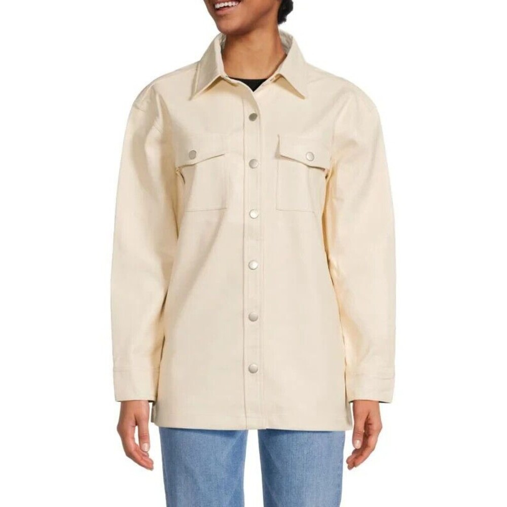 JOE'S‎ Faux leather Shirt Jacket Women's Size XS IVORY NEW WITH TAGS $228